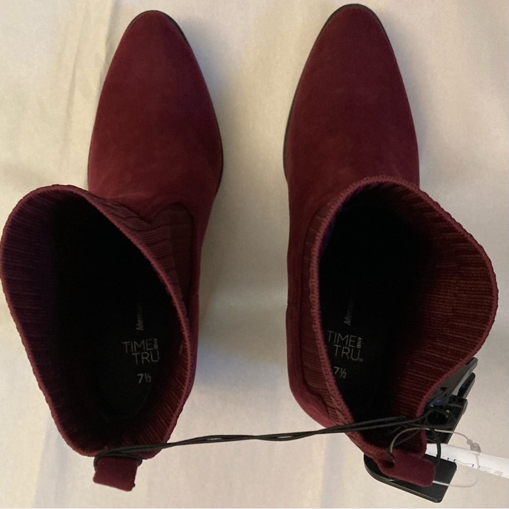 NWT Burgundy Microsuede Boots - Picture 8 of 14